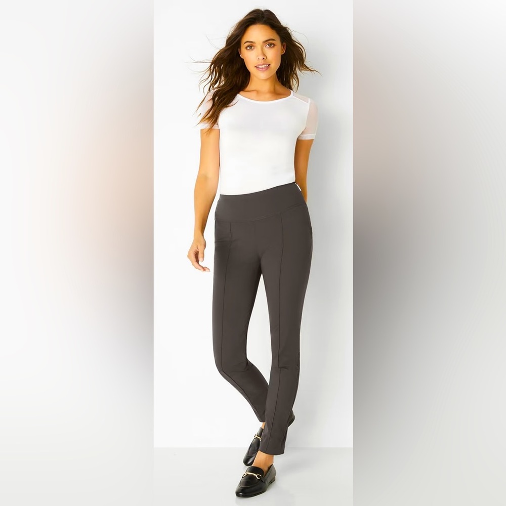 Sonia Grey High Rise Side Zip Pants, S